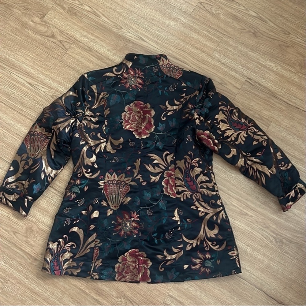 Soft Surroundings Black Floral Blazer Moon Dynasty - Picture 4 of 10